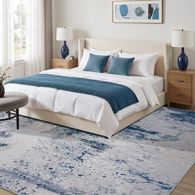 Toneed Abstract Area Rug Modern Washable Rug Soft Non Slip Rug Low Pile - Image 4
