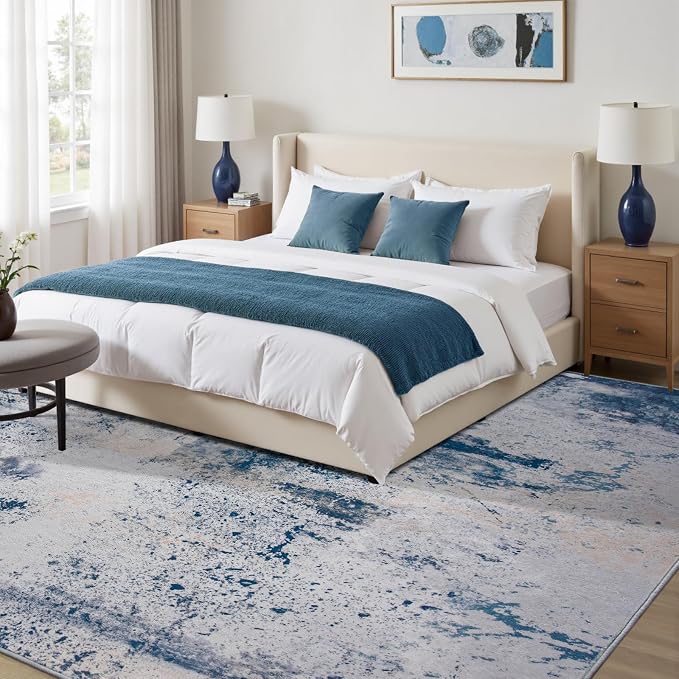 Toneed Abstract Area Rug Modern Washable Rug Soft Non Slip Rug Low Pile - Image 5