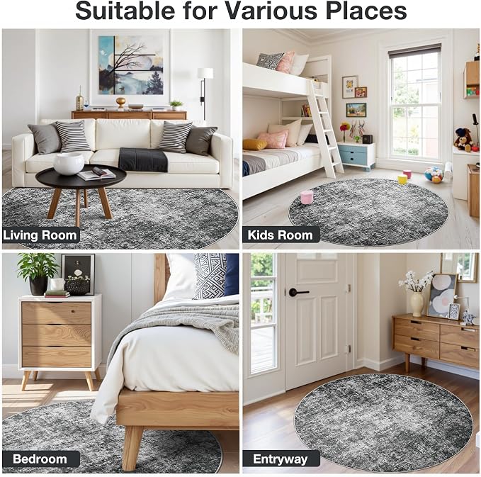 Round Rug 6ft Circle Rug Washable: Carpet Small Circular Area Rug - Image 8