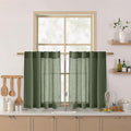 Nanspring Olive Green Linen Curtains 30 Inch Length Short Kitchen, Semi Sheer by Nanspring