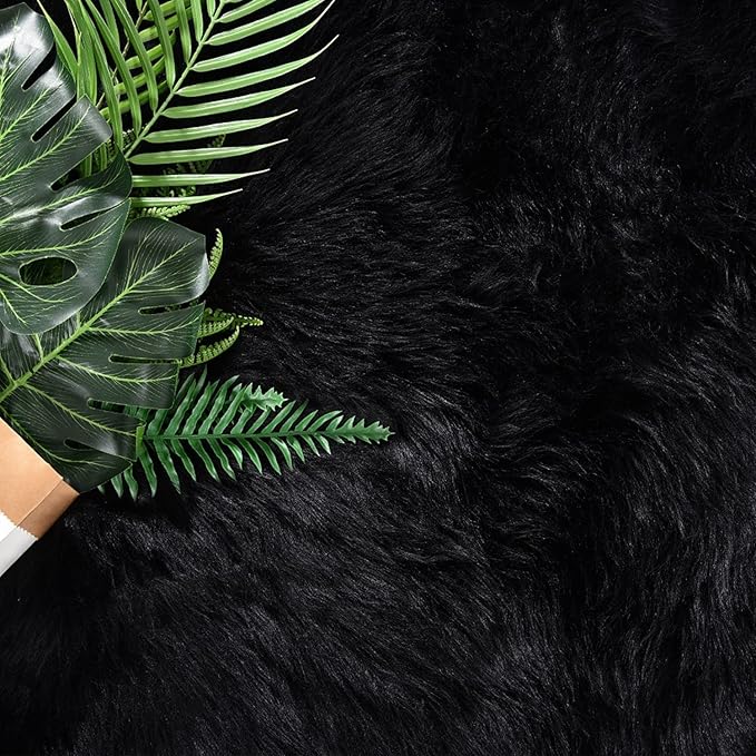 Latepis 10x14 Area Rugs for Living Room Black Fur Faux Sheepskin Rug Large - Image 6