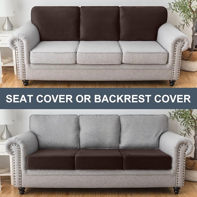 Couch Cover Stretch Velvet Sofa Cushion Cover 3-Piece - Image 4