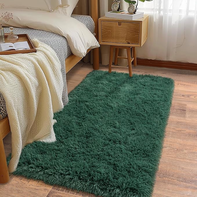 Soft Runner Rugs for Bedroom Hallways New Upgraded Non-Slip Bottom, 2x4 Green by Ailyei