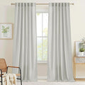 RYB HOME Grey Linen Sheer Curtains & Drapes, Back Tab 95 inches Easy Sliding by RYBHOME