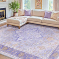 Area Rugs 8'x10' Washable Non-Slip, Floral Vintage Distress Print Pattern by RELEANY