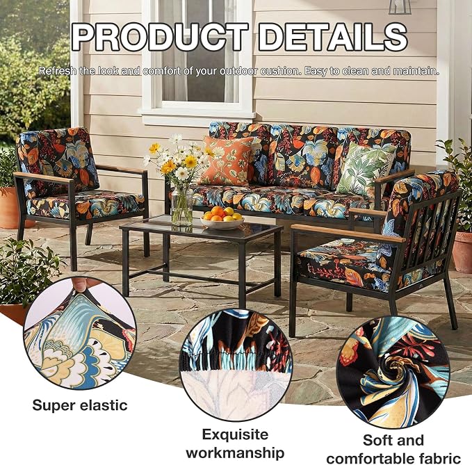 hyha 14Pcs Patio Cushion Covers, Stretch Outdoor Couch Cushion Covers - Image 3
