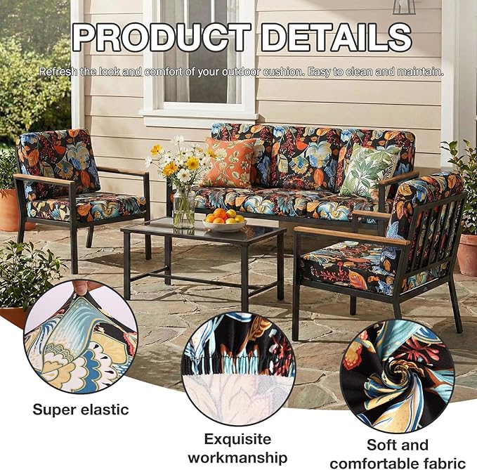 hyha 12Pcs Patio Cushion Covers, Stretch Outdoor Couch Cushion Covers - Image 3