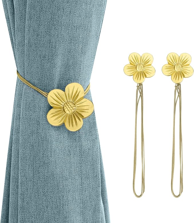 Lewondr Vintage Magnetic Curtain Tieback, 1 Pair Resin Flower Curtain Drapery by Lewondr