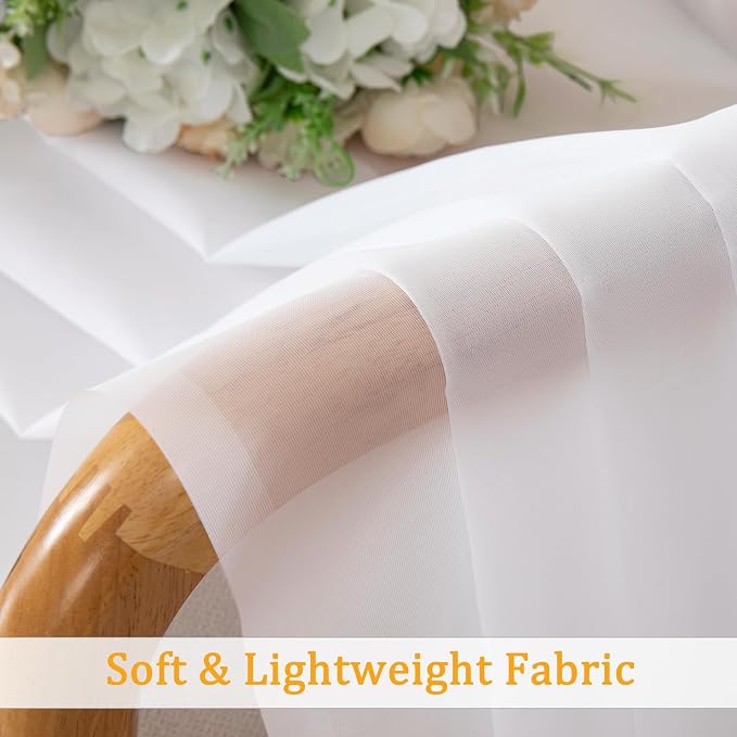 Gwine Extra Long White Sheer Curtains 120 Inches Long 2 Panels Set, Voile Light - Image 8