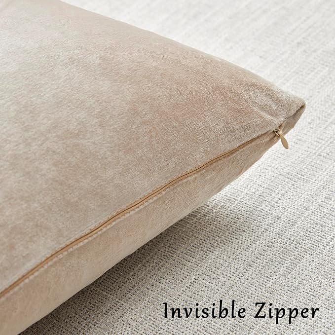 GIGIZAZA 12x20 Lumbar Pillow Covers: Pack of 2 Champagne Beige Throw Pillows - Image 4