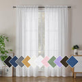 Simplebrand Semi Sheer White Curtains 84 Inches Long 2 Panels, Light Filtering by Simplebrand