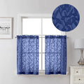 Lecloud Leia Dusty Blue Sheer Kitchen Curtains 30 Inch Length 2 Panels Set by Lecloud