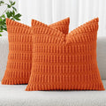 MIULEE Pack of 2 Orange Corduroy Decorative Pillow Covers 20x20 Inch Soft Boho by MIULEE