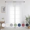 OWENIE White Sheer Curtains 108" inches Length 2 Panels Set, Sheer Curtains Rod by OWENIE