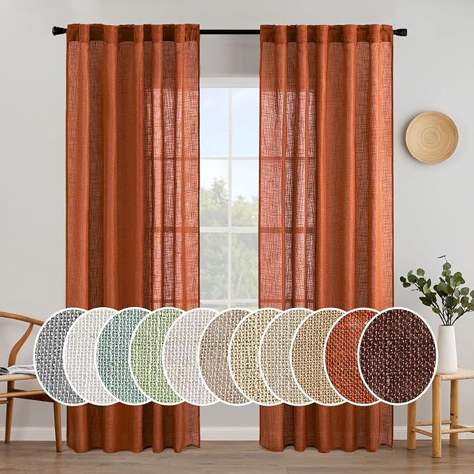 MIULEE Rust Curtains 84 Inch Length 2 Panels by MIULEE