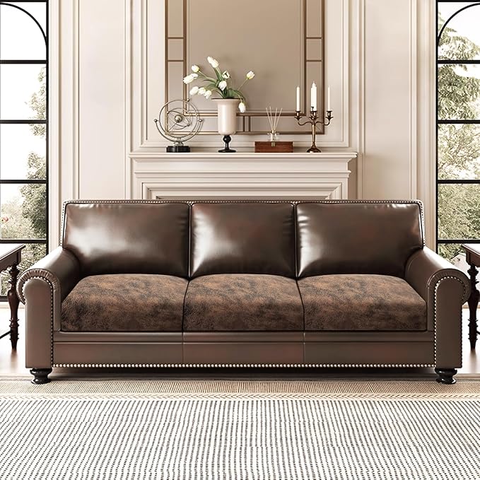 Leather Look Couch Cushion Covers Sofa Seat Slipcovers Sets Couches Furniture - Image 2