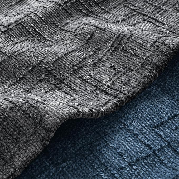 MIULEE Chenille Textured Throw Pillow Covers Dark Grey 20x20 Set of 2 | Slubby - Image 2