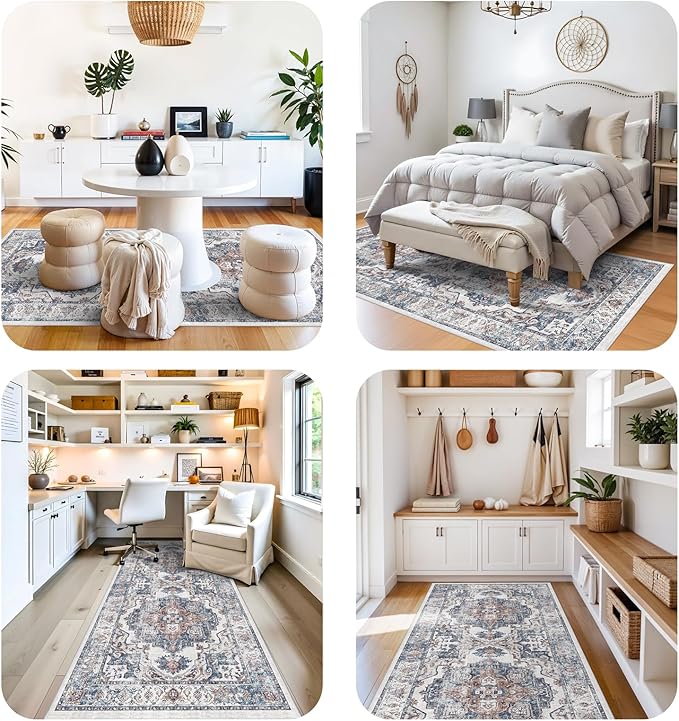 4x10 Washable Hallway Runner Rug: Oriental Living Room Entry Extra Wide Area - Image 4