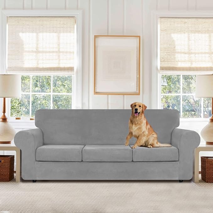 WEERRW 4 Pieces Velvet High Stretch Couch Covers - Image 2