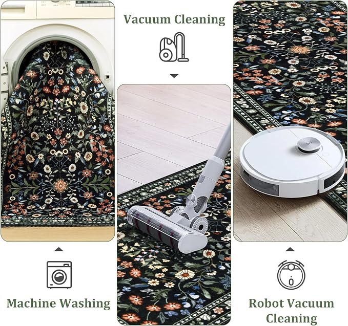 Yamaziot Washable Runner Rug 2x8 – Boho Non Slip Floral Hallway Runner Rug - Image 5