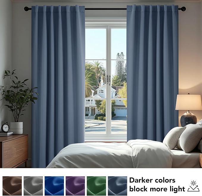Deconovo Blackout Curtains, Thermal Insulated, W52 x L84 2 Panels, Back Tab - Image 4