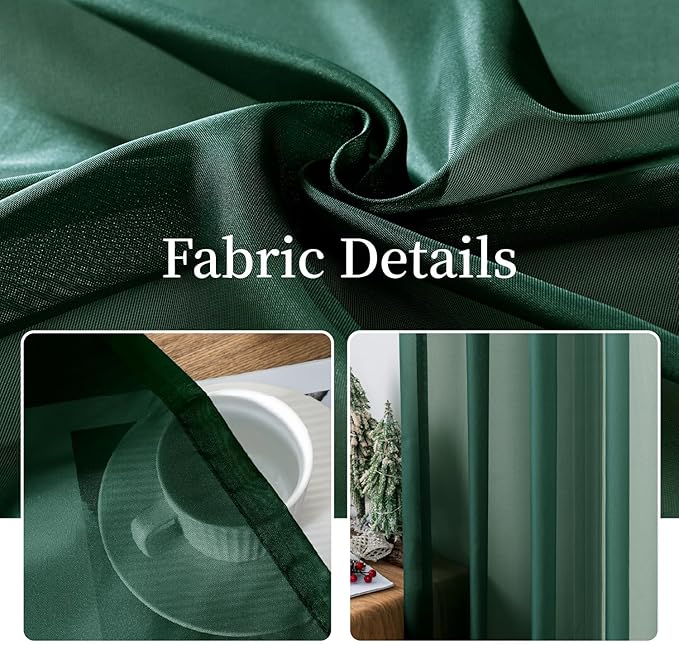 MIULEE 2 Panels Christmas Solid Color Sheer Window Curtains Elegant Window - Image 4
