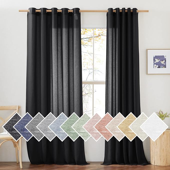 NICETOWN Linen Sheer Black Curtains by NICETOWN