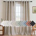 H.VERSAILTEX Living Room Linen Curtains Semi Sheer Curtains Nickel Grommet by HVERSAILTEX