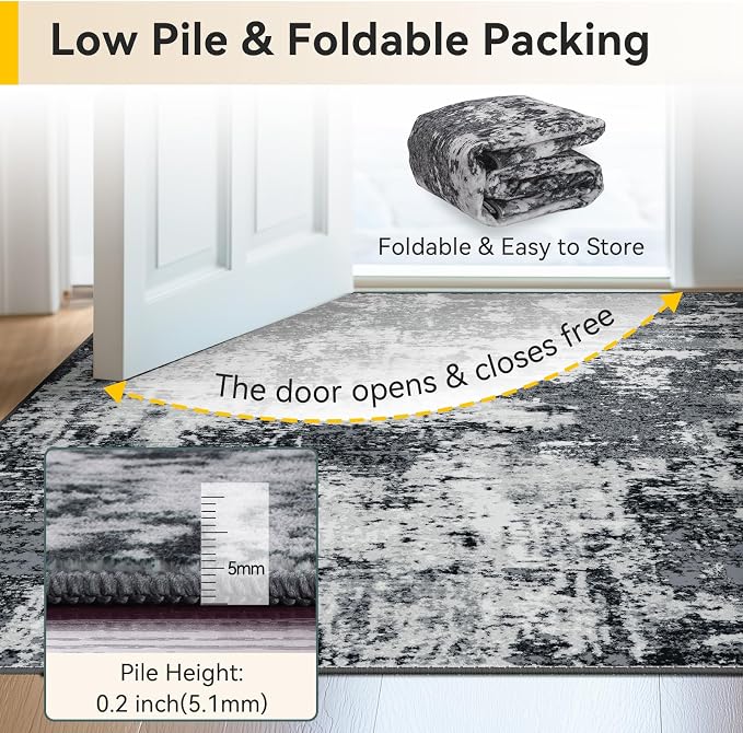 Washable Area Rugs 3x8 Non-Slip Modern Abstract Soft - Image 4