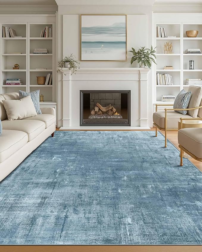 Latte&Fog 9x12 Area Rug for Living Room, Extra Large Blue Modern Abstract - Image 2