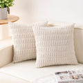 Pack of 2 Corduroy Decorative Throw Pillow Covers 16x16 Inch Soft Striped by Unknown
