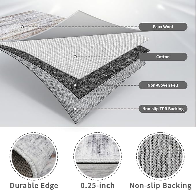 2'6''x10' Washable Runner Rugs for Hallway: Easy-to-Clean Abstract Runners for - Image 6