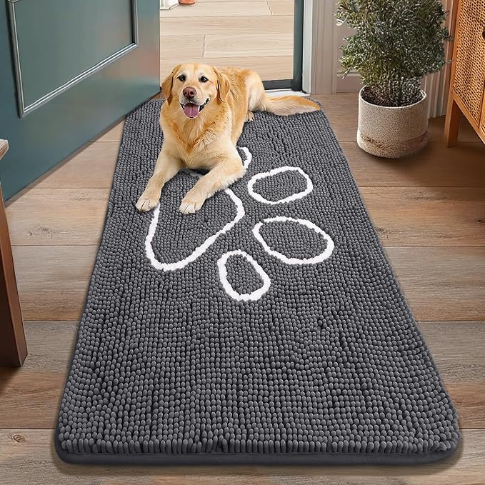 Smiry Dog Door Mat for Muddy Paws, Absorbent Dirt Trapper Non Slip Quick Dry by Smiry