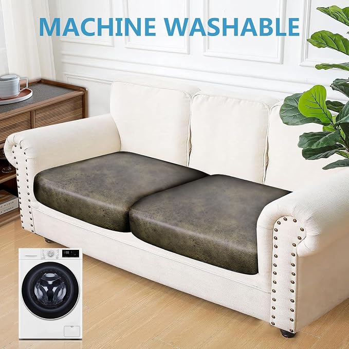Leather Look Couch Cushion Covers Sofa Seat Slipcovers Sets Couches Furniture - Image 2