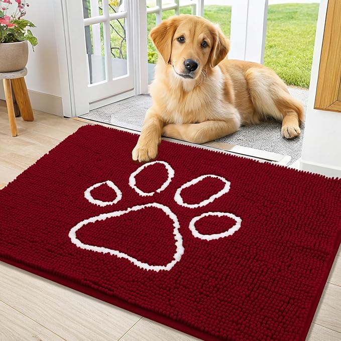 Smiry Dog Door Mat for Muddy Paws, Absorbent Dirt Trapper Non Slip Quick Dry by Smiry
