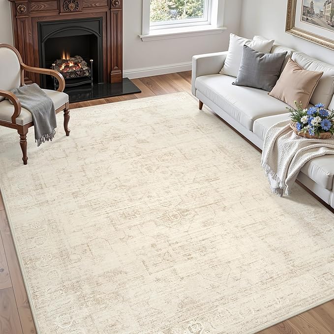 6x9 Area Rugs for Living Room: Vintage Boho Neutral Washable Rug Indoor Soft - Image 3