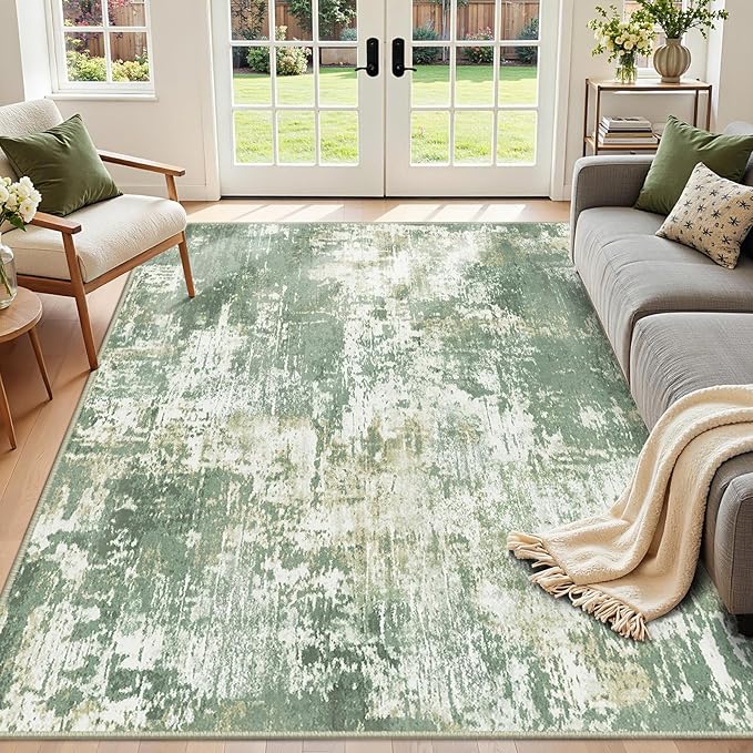 Washable Area Rugs 6'x8' Non-Slip Modern Abstract Soft by RELEANY