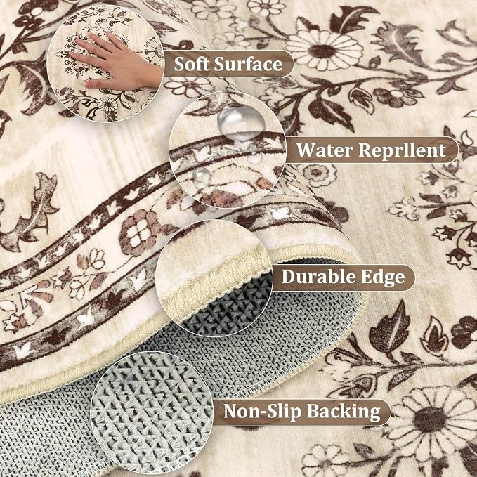 Yamaziot Washable Runner Rug 2x10 – Floral Non Slip Boho Hallway Runner Rug - Image 4