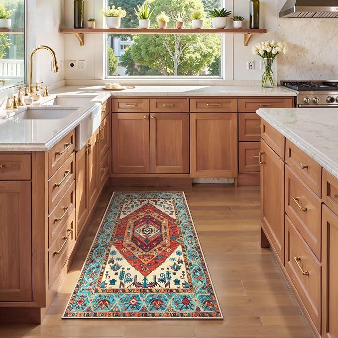 SERISSA 2x4 Boho Rugs for Entryway, Washable Non-Slip Kitchen Runner Rug - Image 2