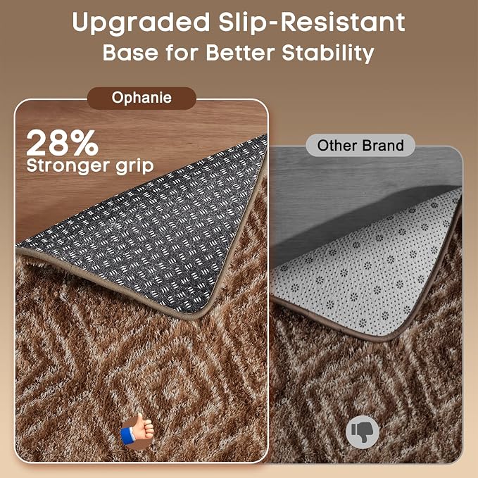 Ophanie Brown and White Diamond Striped Rugs - Image 4