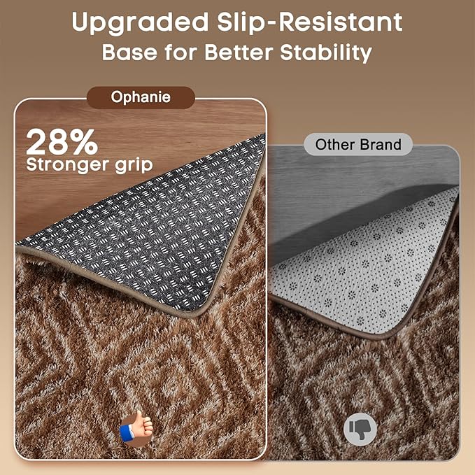Ophanie Brown and White Diamond Striped Rugs - Image 4