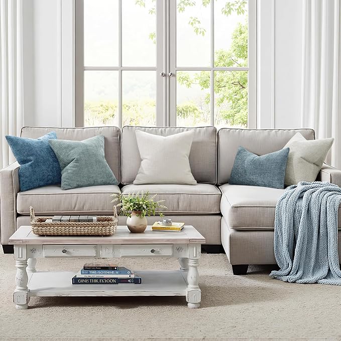 MIULEE Pack of 2 Couch Throw Pillow Covers 18x18 Inch Coastal Blue Modern Boho - Image 2