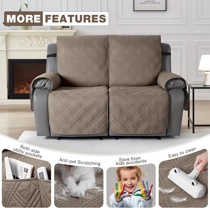 TAOCOCO 100% Waterproof Loveseat Recliner Covers 2 Seater, Split Loveseat Covers - Image 6