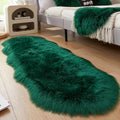 AMTOVO Faux Sheepskin Rug, Dark Green Ultra Soft Fluffy Shag Area Rug, 2 x 6 ft by AMTOVO