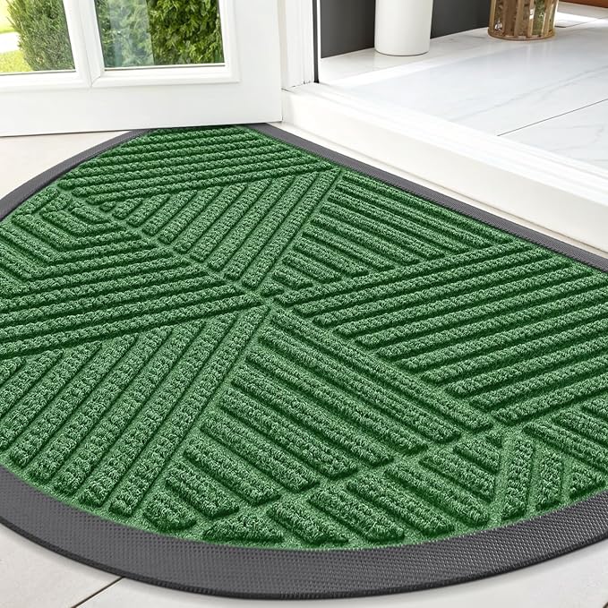 Smiry Half Circle Front Door Mat Outside Entrance, Heavy Duty Sturdy Natural by Smiry