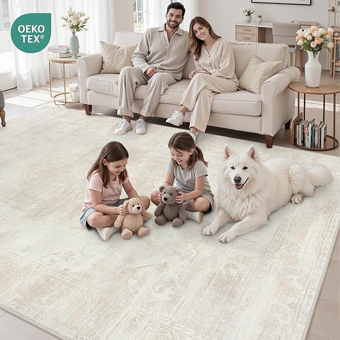 6x9 Area Rugs for Living Room: Vintage Boho Neutral Washable Rug Indoor Soft - Image 8