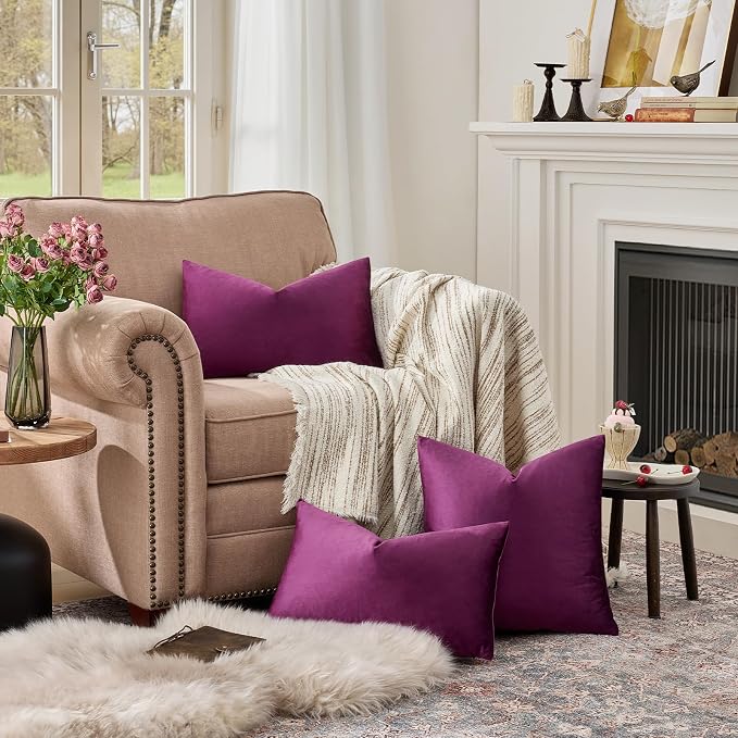GIGIZAZA Purple 12x20 Lumbar Velvet Decorative Throw Pillow Covers - Image 3