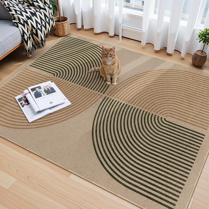 Lahome Enfys Modern Rainbow Easy Jute Office Rug, Washable Rugs 4x6 - Image 6