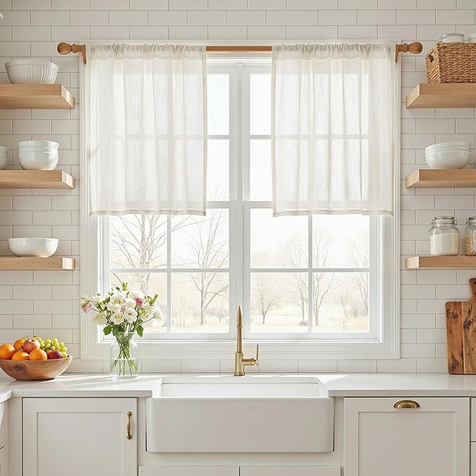 MYSKY HOME Natural Curtains 30 Inch Long - Image 3