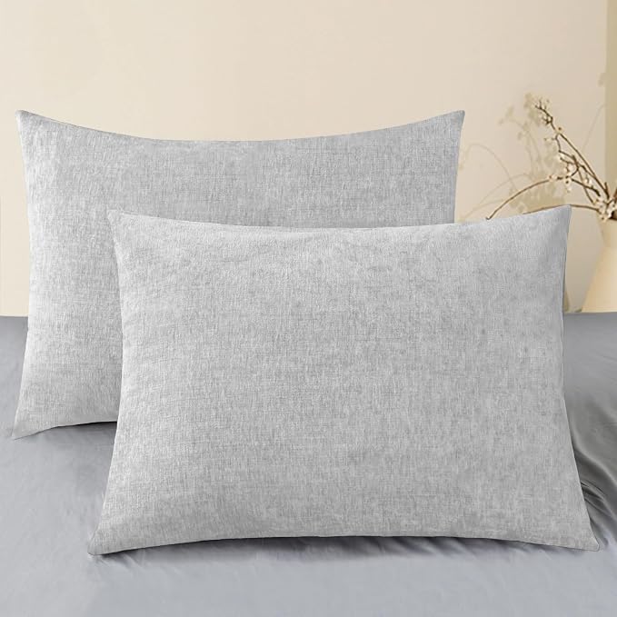 CaliTime Throw Pillow Covers Decorative 20 X 26 Inches Pack of 2 Cozy Chenille by CaliTime